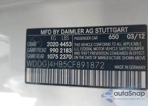 2012 Mercedes-Benz C 250 из США, поврежденный, VIN WDDGJ4HB5CF891872